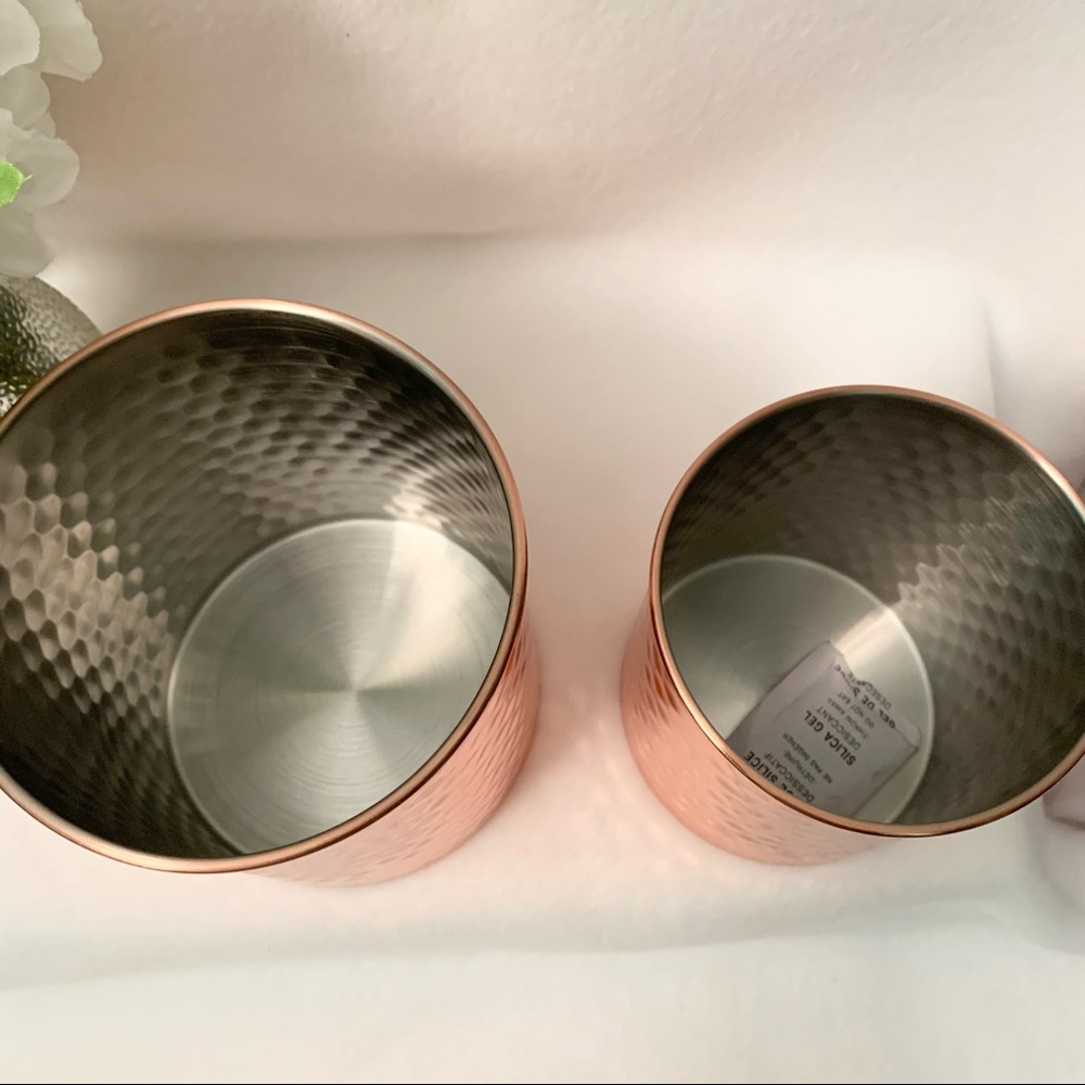 Uncommon James Hammered Copper Canisters Wood Lids - Picture 4 of 7